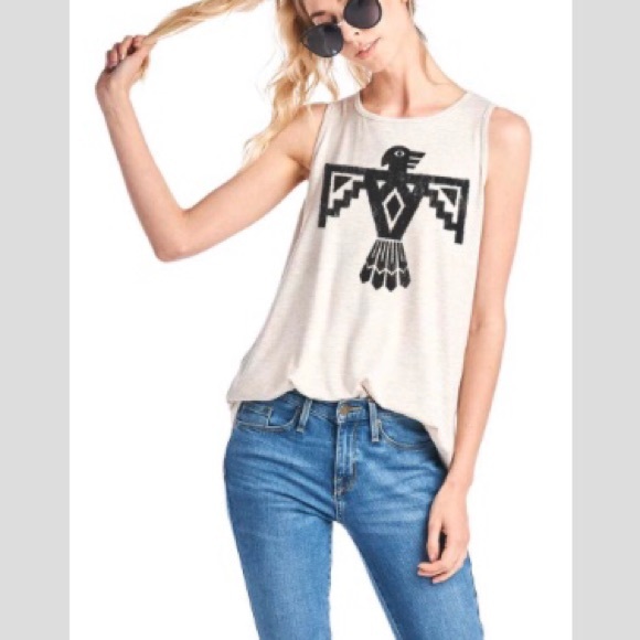 LAST ONE! Thunderbird Graphic Tank in Oatmeal - Picture 2 of 5